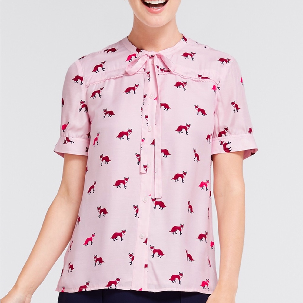 Draper James Foxy Tie Neck Top